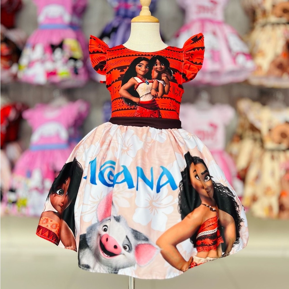 Disney Moana Kids Formal Dress - Red and White